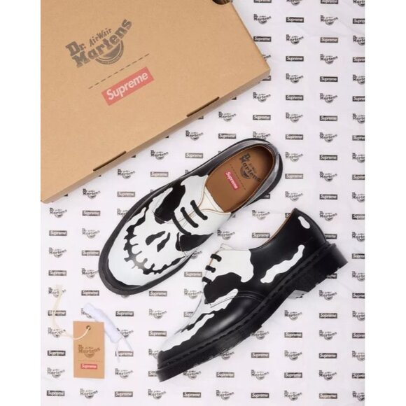 Supreme FW25 Dr Martens 1461 3-Eye Shoes Skull Black & White Size: 10 NIB - Picture 10 of 10
